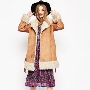 ASOS Coat in 70s Style Faux Shearling